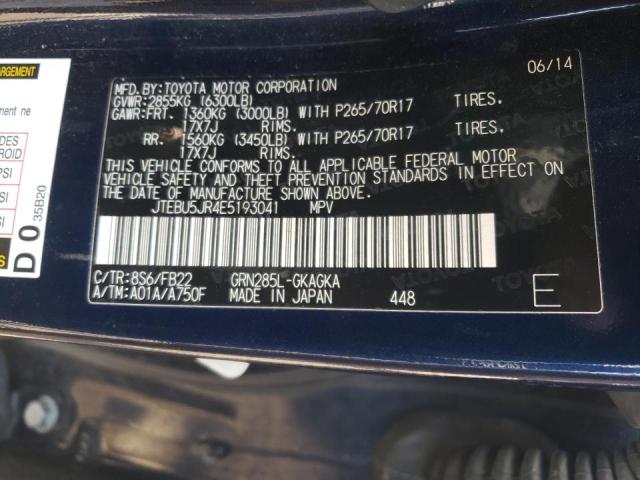 Photo 10 from auction – 2014 TOYOTA 4RUNNER SR with VIN JTEBU5JR4E5193041