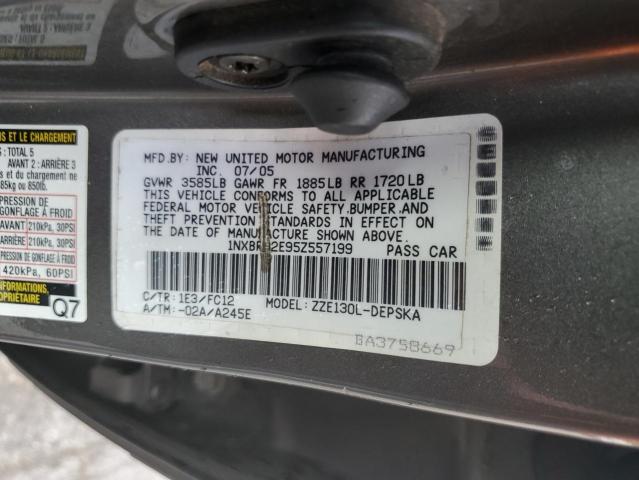 Photo 10 from auction – 2005 TOYOTA COROLLA CE with VIN 1NXBR32E95Z557199