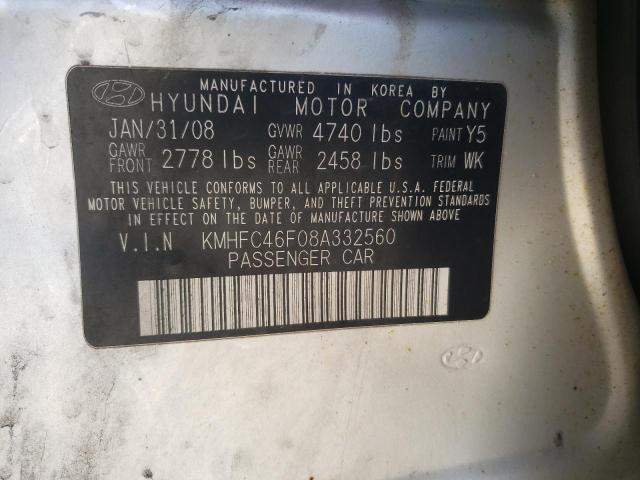 Photo 10 from auction – 2008 HYUNDAI AZERA SE with VIN KMHFC46F08A332560