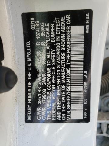 Photo 10 from auction – 2018 HONDA CIVIC EX with VIN SHHFK7H56JU413085