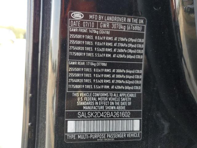 Photo 10 from auction – 2011 LAND ROVER RANGE ROVE with VIN SALSK2D42BA261602