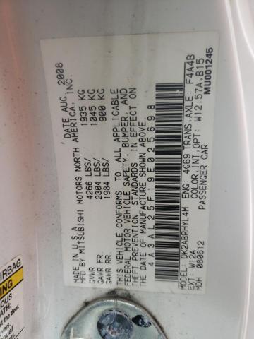 Photo 10 from auction – 2009 MITSUBISHI ECLIPSE SP with VIN 4A3AL25F19E025698