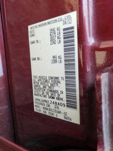 Photo 10 from auction – 2012 NISSAN ALTIMA BAS with VIN 1N4AL2AP6CC248409