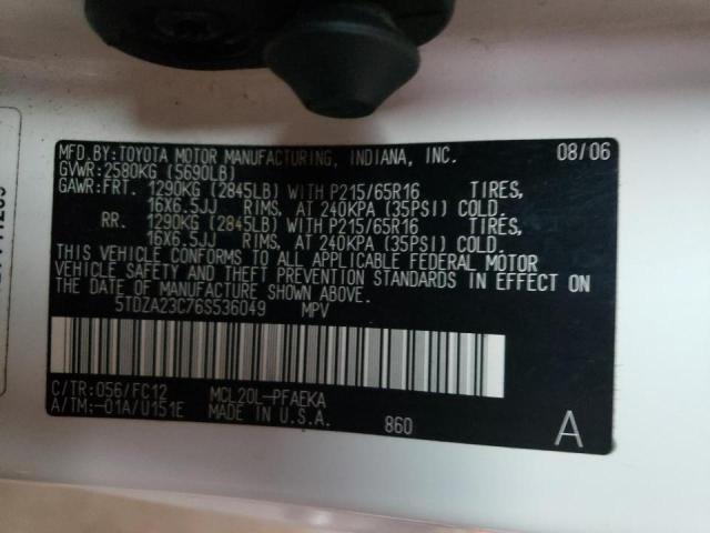 Photo 10 from auction – 2006 TOYOTA SIENNA CE with VIN 5TDZA23C76S536049