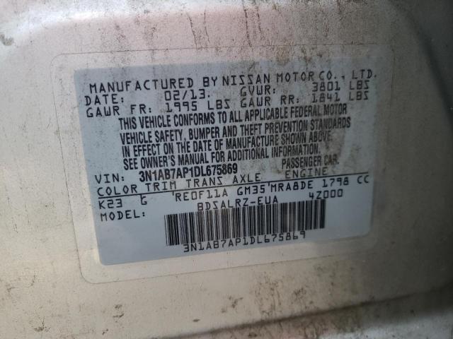 Photo 10 from auction – 2013 NISSAN SENTRA S with VIN 3N1AB7AP1DL675869