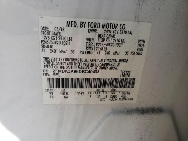 Photo 10 from auction – 2013 FORD EDGE LIMIT with VIN 2FMDK3K96DBC40498