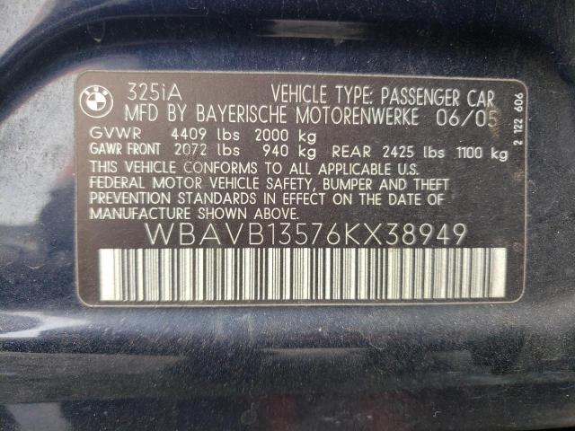 Photo 10 from auction – 2006 BMW 325 I with VIN WBAVB13576KX38949