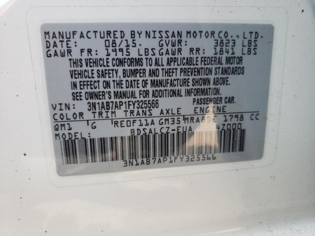 Photo 10 from auction – 2015 NISSAN SENTRA S with VIN 3N1AB7AP1FY325566