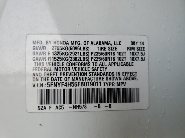 Photo 10 from auction – 2015 HONDA PILOT EXL with VIN 5FNYF4H56FB019011