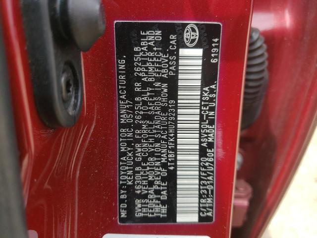 Photo 10 from auction – 2017 TOYOTA CAMRY LE with VIN 4T1BF1FK4HU792319