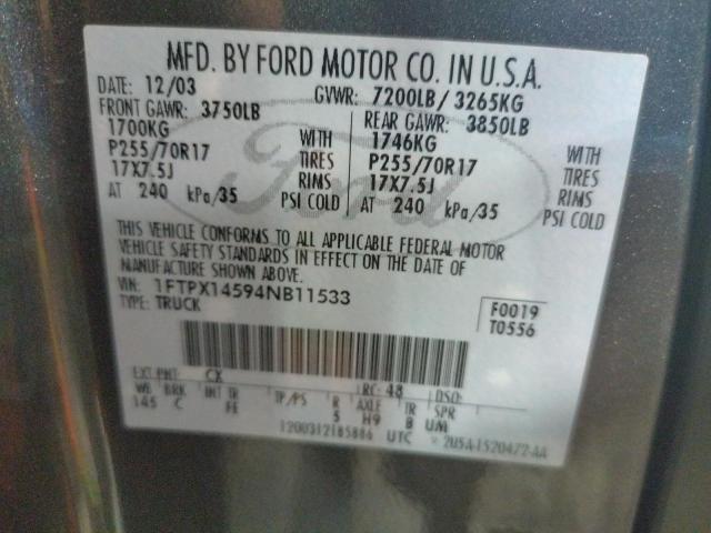 Photo 10 from auction – 2004 FORD 150 CBWGIN with VIN 1FTPX14594NB11533