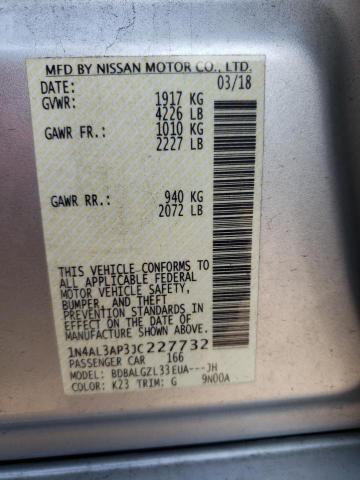 Photo 10 from auction – 2018 NISSAN ALTIMA 2.5 with VIN 1N4AL3AP3JC227732
