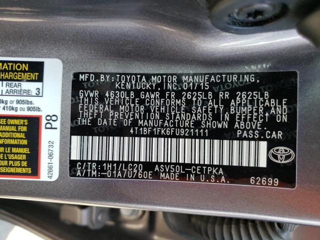 Photo 10 from auction – 2015 TOYOTA CAMRY LE with VIN 4T1BF1FK6FU921111