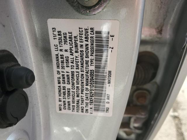 Photo 10 from auction – 2013 HONDA CIVIC LX with VIN 19XFB2F51DE094955