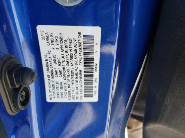 Photo 10 from auction – 2017 HONDA CIVIC LX with VIN 2HGFC4B59HH305961