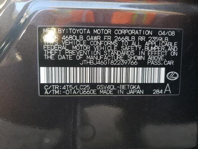 Photo 10 from auction – 2008 LEXUS ES 350 with VIN JTHBJ46G182239766