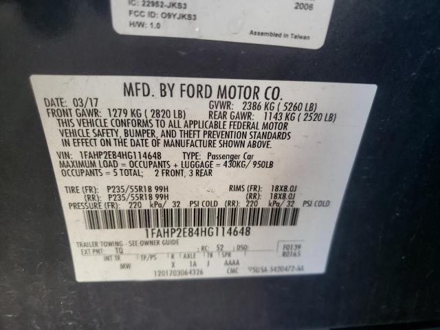 Photo 10 from auction – 2017 FORD TAURUS SEL with VIN 1FAHP2E84HG114648