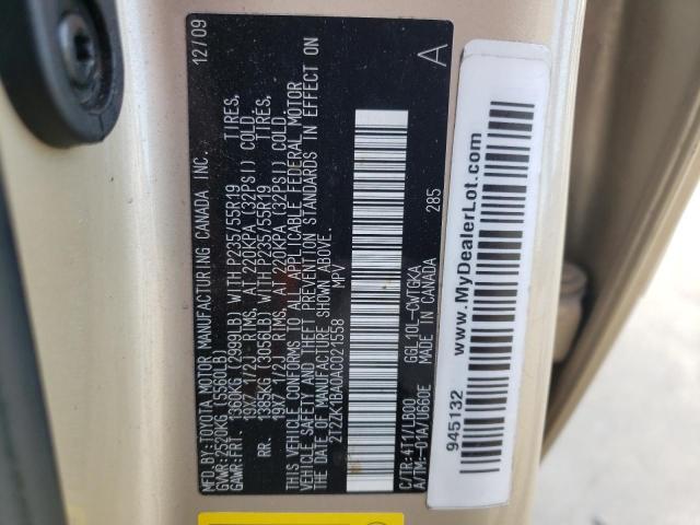 Photo 10 from auction – 2010 LEXUS RX 350 with VIN 2T2ZK1BA0AC021558