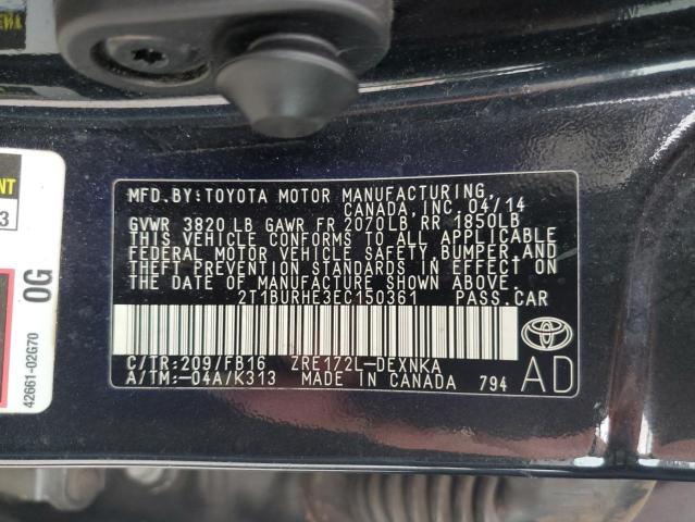 Photo 10 from auction – 2014 TOYOTA COROLLA L with VIN 2T1BURHE3EC150361