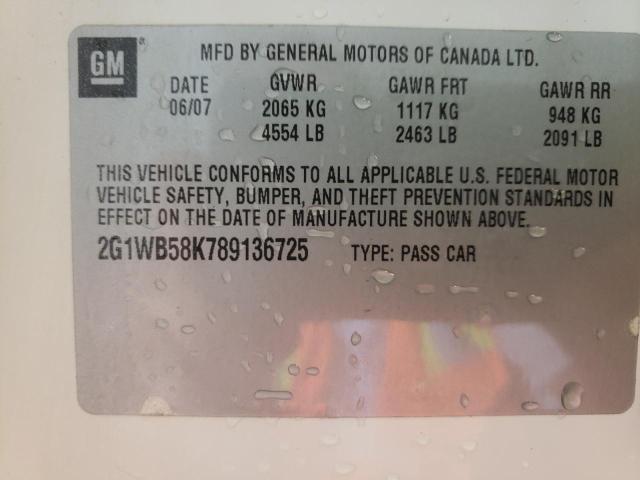 Photo 10 from auction – 2008 CHEVROLET IMPALA LS with VIN 2G1WB58K789136725