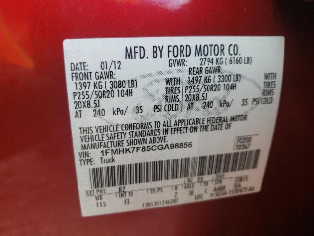 Zdjęcie 10 z aukcji – 2012 FORD EXPLORER L z VIN 1FMHK7F85CGA98856