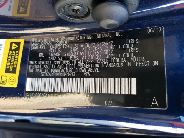 Photo 10 from auction – 2013 TOYOTA HIGHLANDER with VIN 5TDZA3EH9DS041413