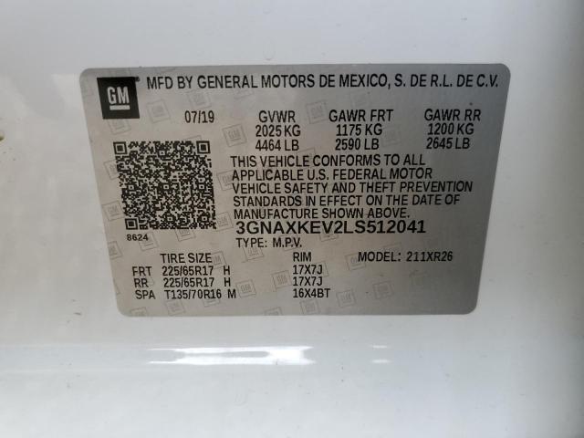 Photo 10 from auction – 2020 CHEVROLET EQUINOX LT with VIN 3GNAXKEV2LS512041