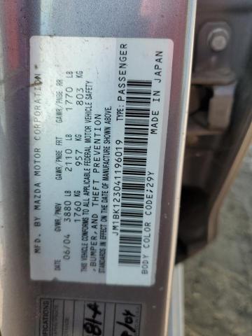 Photo 10 from auction – 2004 MAZDA 3 S with VIN JM1BK123041196019