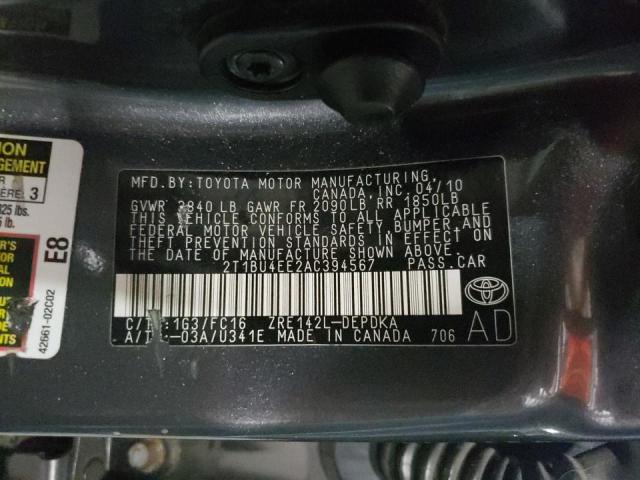 Photo 10 from auction – 2010 TOYOTA COROLLA BA with VIN 2T1BU4EE2AC394567
