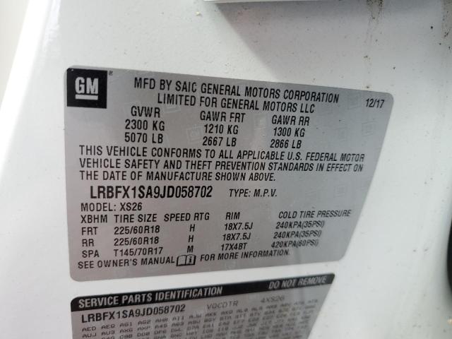 Photo 10 from auction – 2018 BUICK ENVISION E with VIN LRBFX1SA9JD058702