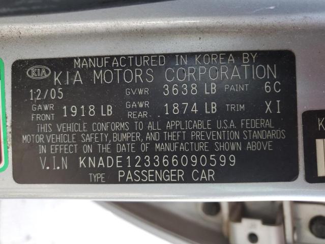 Photo 10 from auction – 2006 KIA RIO with VIN KNADE123366090599