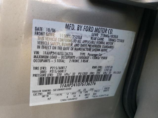 Photo 10 from auction – 2007 FORD FIVE HUNDR with VIN 1FAHP24107G136276