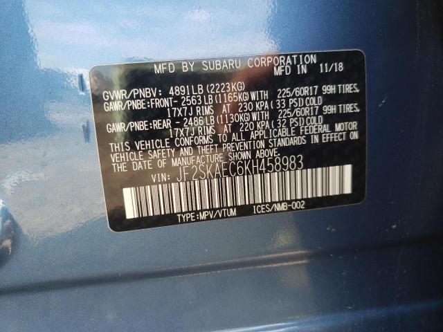 Photo 10 from auction – 2019 SUBARU FORESTER P with VIN JF2SKAEC6KH458983
