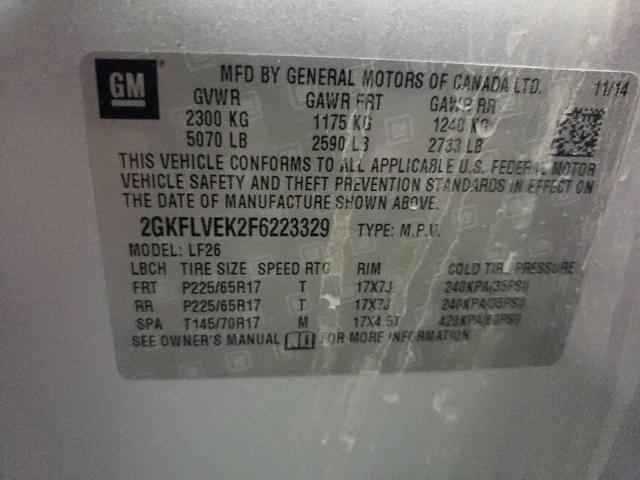 Photo 10 from auction – 2015 GMC TERRAIN SL with VIN 2GKFLVEK2F6223329