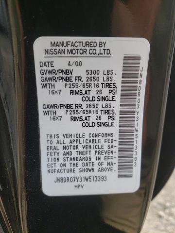 Photo 10 from auction – 2001 NISSAN PATHFINDER with VIN JN8DR07Y31W513393