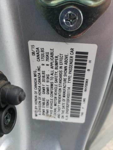 Photo 10 from auction – 2015 HONDA CIVIC LX with VIN 2HGFB2F55FH551114