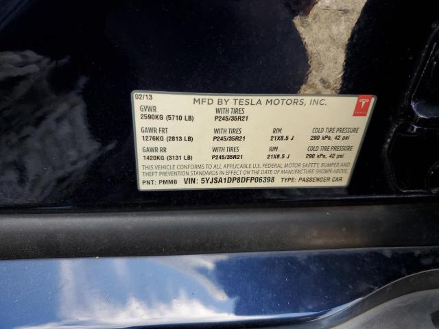Photo 10 from auction – 2013 TESLA MODEL S with VIN 5YJSA1DP8DFP06398