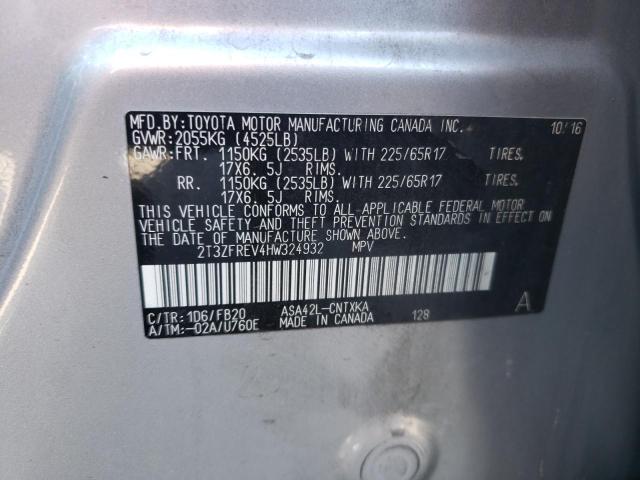 Photo 10 from auction – 2017 TOYOTA RAV4 LE with VIN 2T3ZFREV4HW324932