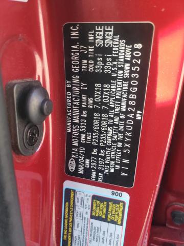 Photo 10 from auction – 2011 KIA SORENTO with VIN 5XYKUDA28BG035208