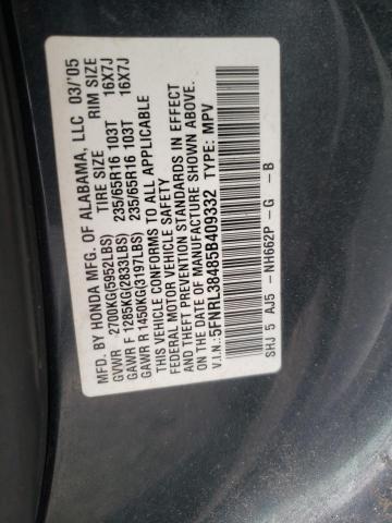Photo 10 from auction – 2005 HONDA ODYSSEY EX with VIN 5FNRL38485B409332