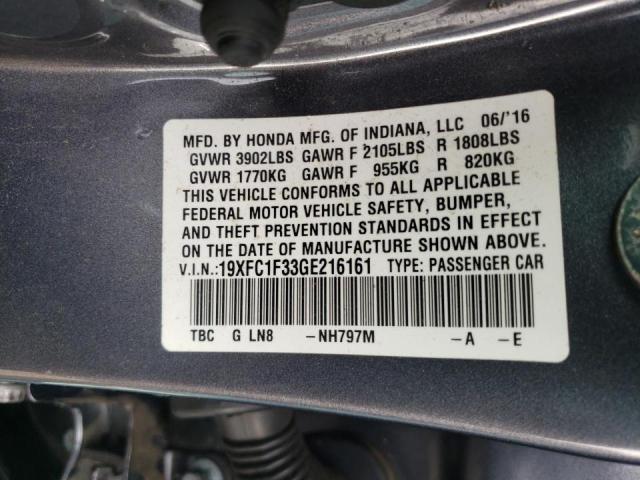 Photo 10 from auction – 2016 HONDA CIVIC EX with VIN 19XFC1F33GE216161