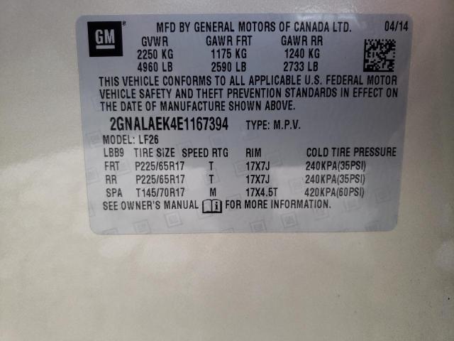 Photo 10 from auction – 2014 CHEVROLET EQUINOX LS with VIN 2GNALAEK4E1167394