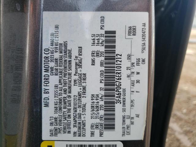 Photo 10 from auction – 2014 FORD FUSION S with VIN 3FA6P0G76ER101212