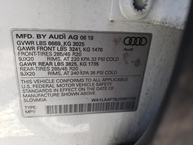 Photo 10 from auction – 2018 AUDI Q7 PREMIUM with VIN WA1LAAF78JD051139
