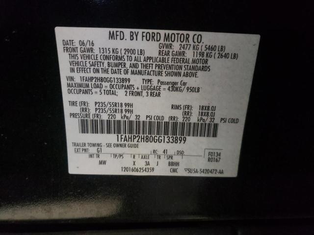 Photo 10 from auction – 2016 FORD TAURUS SEL with VIN 1FAHP2H80GG133899