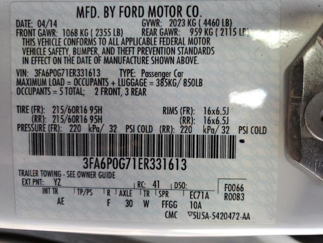 Photo 10 from auction – 2014 FORD FUSION S with VIN 3FA6P0G71ER331613