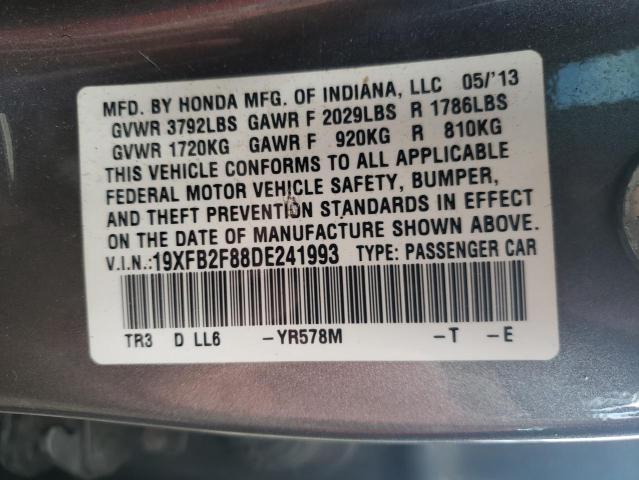 Photo 10 from auction – 2013 HONDA CIVIC EX with VIN 19XFB2F88DE241993
