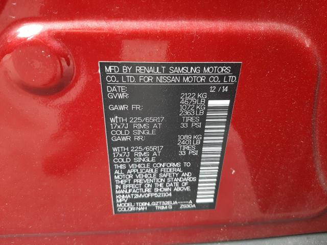Photo 10 from auction – 2015 NISSAN ROGUE S with VIN KNMAT2MV0FP521104