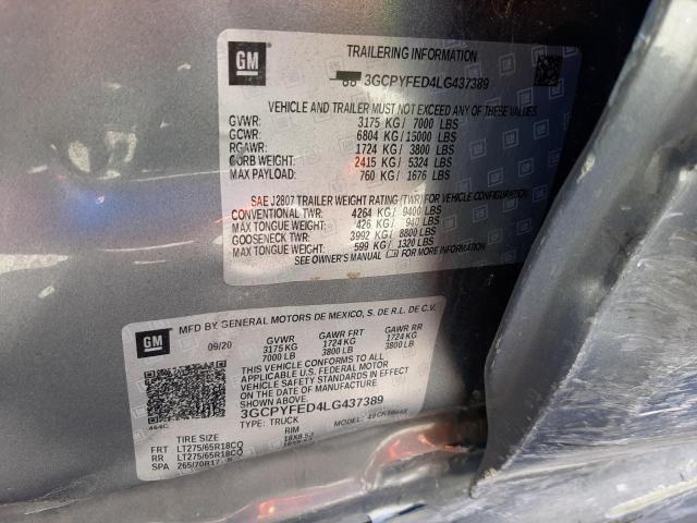 Photo 10 from auction – 2020 CHEVROLET SILVERADO with VIN 3GCPYFED4LG437389