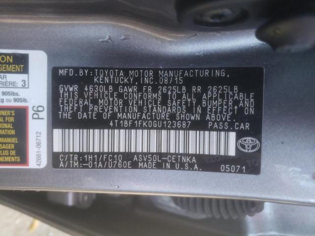 Photo 10 from auction – 2016 TOYOTA CAMRY LE with VIN 4T1BF1FK0GU123687
